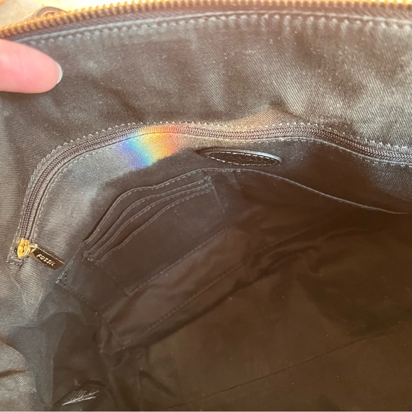 Fossil black leather zipper tote - Picture 7 of 11